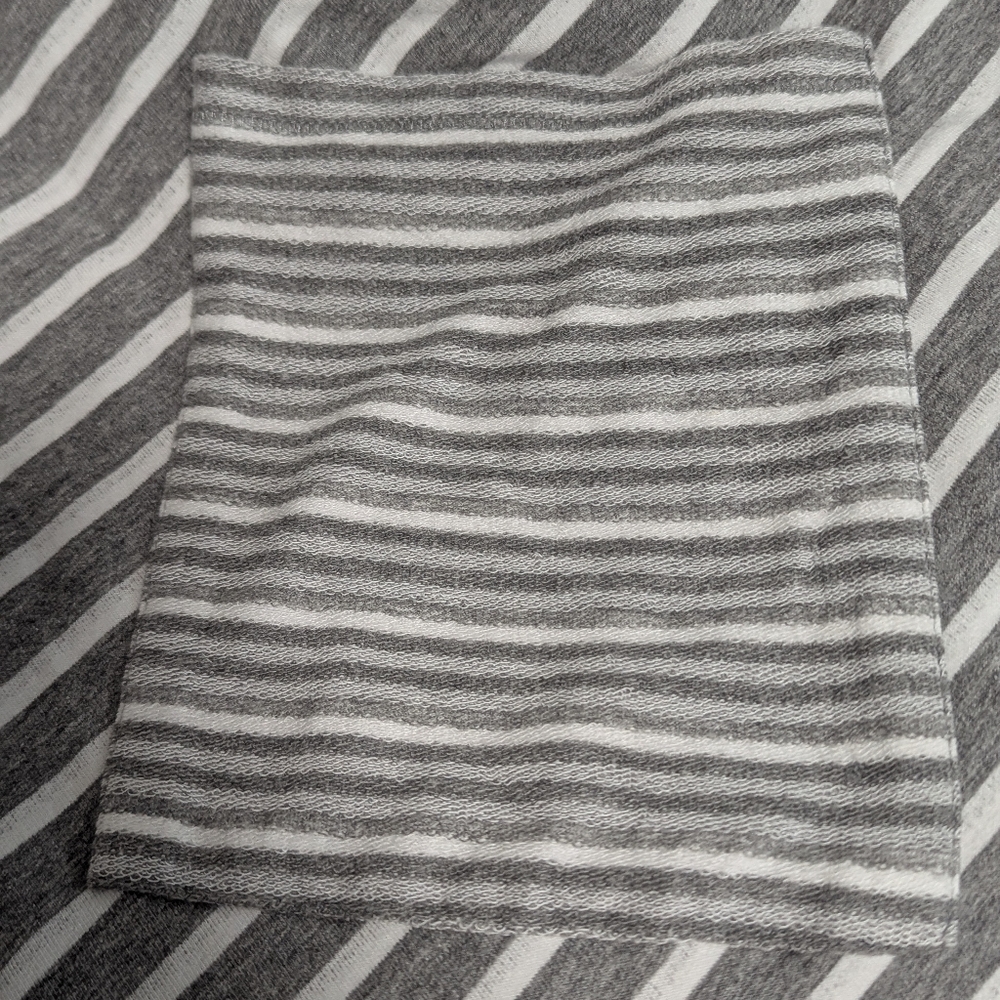 Comfy Gray and White Striped Hooded Cardigan - Picture 2 of 4